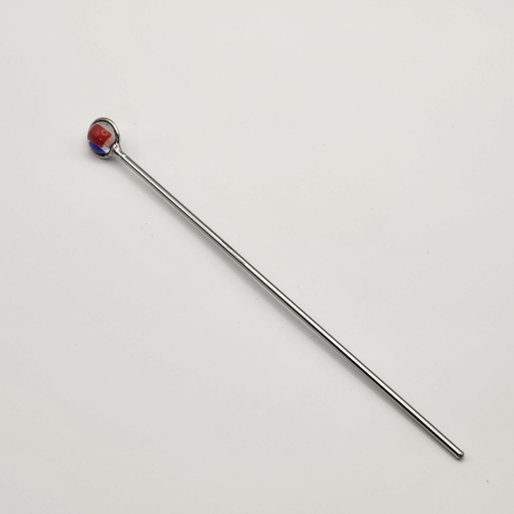 Patriot Pop Stainless Steel Hair Stick, One-of-a-Kind Red White Blue Updo Pin - Picture 6 of 7